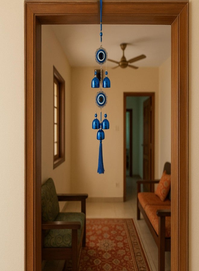 sculpmart Dual Evil Eye Wind Chime with Hanging Chain Design & 5 Bells for Main Door & Balcony Hanging for Positivness & Melody Sound (2 Big Eye) - Image 3